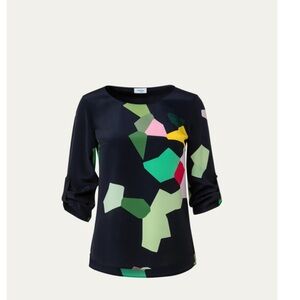 Akris Punto Silk Multicolor Geometric Blouse-8